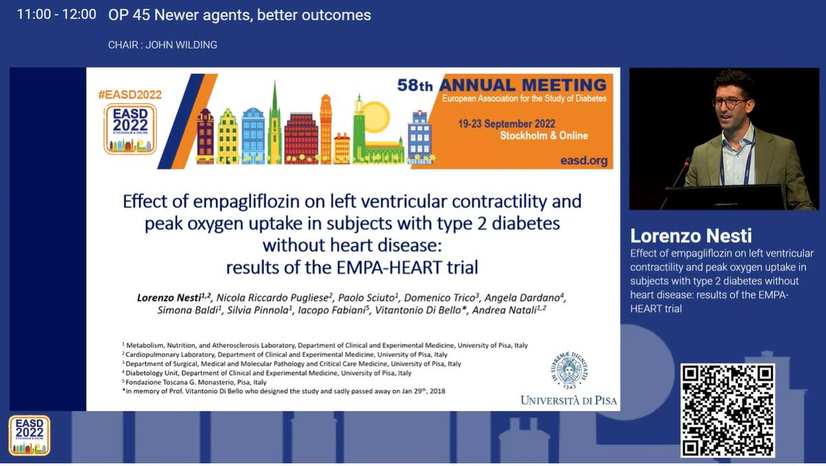 The brilliant <a href="/dotLorenzoNesti/">Lorenzo Nesti</a> explains how empagliflozin improves LV contractility  in patients with subclinical dysfunction in the EMPA-HEART trial #EASD22 <a href="/EASDnews/">EASD</a> 
Read the full article here ➡️doi.org/10.1186/s12933…
<a href="/SpringerNature/">Springer Nature</a>
<a href="/BioMedCentral/">BMC</a>