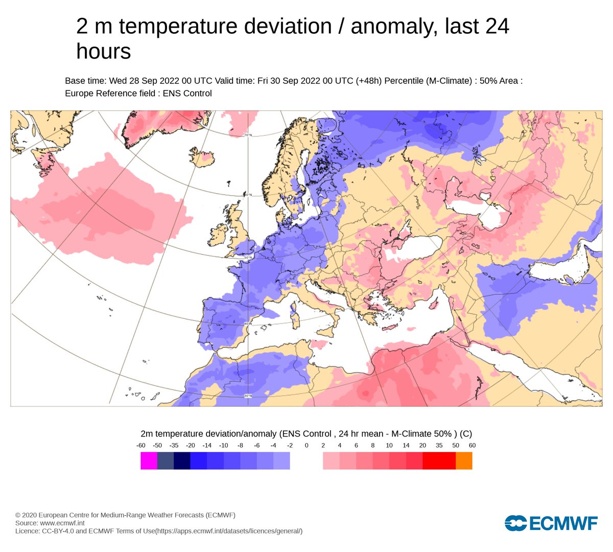 AEMET_Esp's tweet photo. Mañana se esperan anomalías térmicas negativas en la mayor parte de la península. Según el modelo de @ECMWF , en algunas zonas del centro peninsular las temperaturas pueden estar más de 6ºC por debajo de lo habitual para la época del año. +info: https://t.co/MBncRVabK2 https://t.co/QVqZaCHSM9