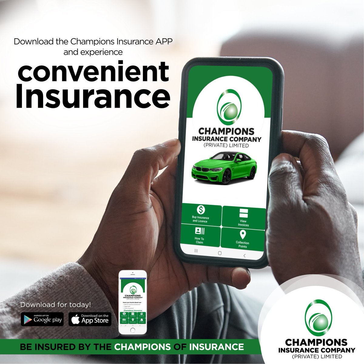 Convenient motor insurance this renewal period! Download the Champions Insurance App from Google Playstore and get your Insurance, ZBC and ZINARA licenses from the comfort of your home. Click on the link below: play.google.com/store/apps/det…