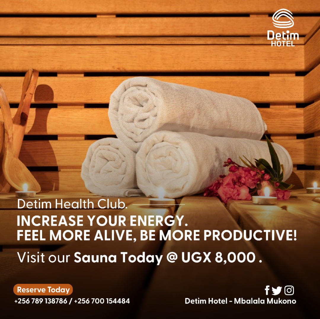 Get spa therapy done in your free time and reap the rewards of good health afterward.

Visit our Sauna Today @ UGX 8,000.
Book a Spa Session Today:
+256 700 154484

For Online Reservations:
expedia.com/Mukono-Hotels-…

#hotel #infortherapy #sauna #spa
