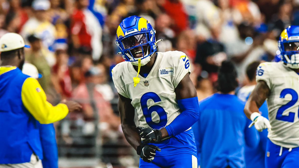 LARams_UK's tweet photo. As decided by Chris &amp; Andy on this week's podcast. 

Your LA Rams UK Players of the week:

Offense: FR/WR Ben Skowronek
Defense: CD Derion Kendrick https://t.co/ejxoe3yeWk