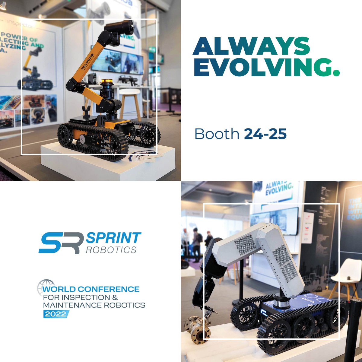 Taurob's tweet image. You can still appreciate our Inspector and Operator specimens live at SPRINT Robotics @RAI in Amsterdam, today.

Be careful, they are catching a lot of attention!

#robotics, #sprintrobotics, #newrobot, #amsterdam
