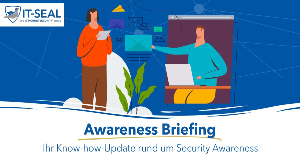 Unkompliziert #ITSecurity Awareness schärfen und über Mitarbeitersensibilisierung für #ITSicherheit lernen? Das geht - mit unserem kostenlosen #Awareness Briefing! Jetzt anmelden: eu1.hubs.ly/H01Rw3B0 
#SecurityAwareness #Cybersecurity #ITSeal
