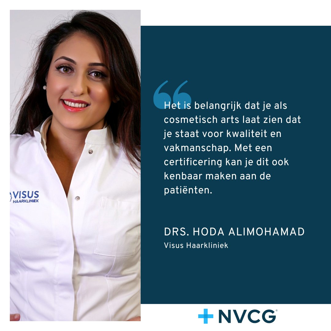 We kunnen weer een nieuwe cosmetisch arts KNMG verwelkomen: gefeliciteerd drs. Hoda Alimohamad!
 
“Het is belangrijk dat je als cosmetisch arts KNMG laat zien dat je staat voor kwaliteit en vakmanschap. Met een certificering kan je dit ook kenbaar maken aan de patiënten."