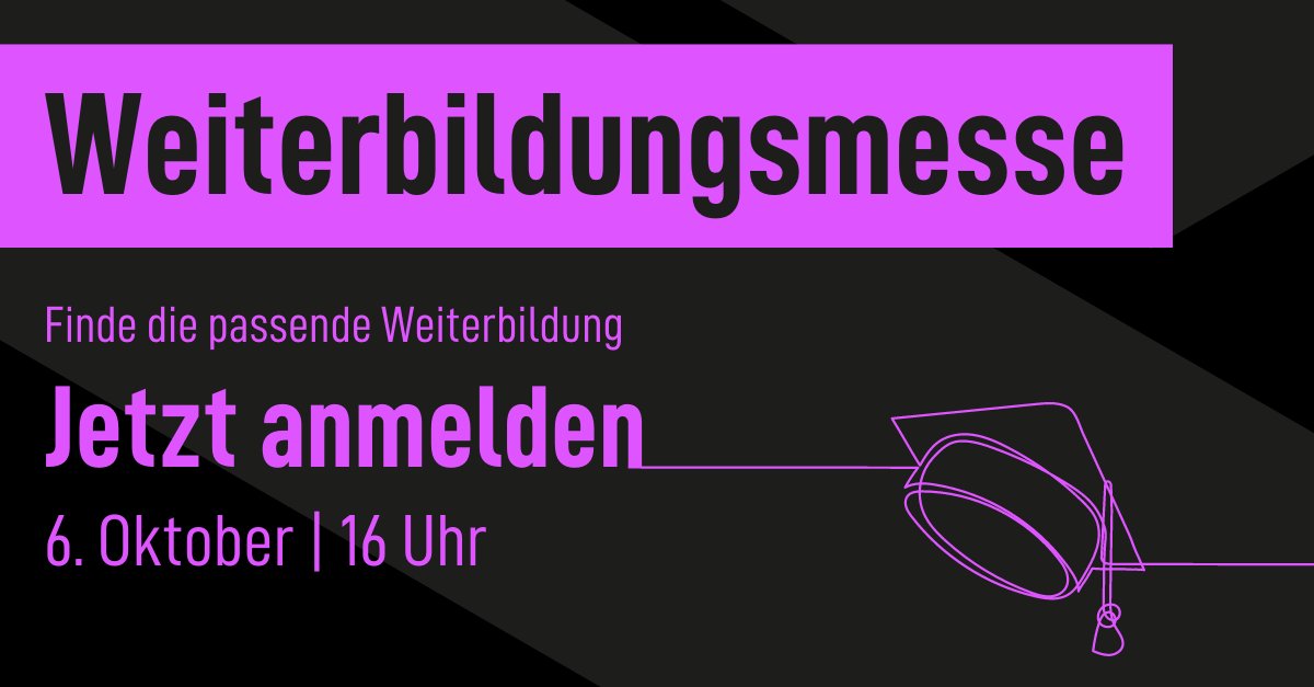 Du fragst dich, welche Ausbildung du brauchst, um dein berufliches Ziel zu erreichen?
Dann komm auf unsere Weiterbildungsmesse! ow.ly/UvG250KVoFN
Am 7.10. kannst du ab 16 Uhr durch die digitalen Messestände stöbern. 
#ux #usability #uxcommunity #weiterbildung #networking