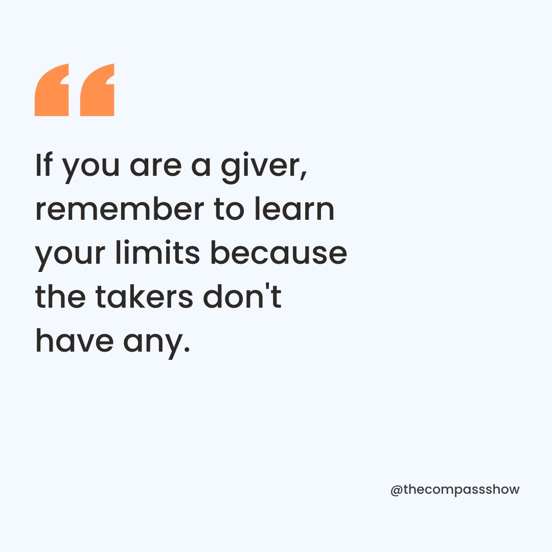 Be a giver because that is who you are, but set boundaries🙅‍♂️.

Know when to stop so that you do not end up giving everything to these takers that you get nothing more left with you in hand.

#boundariesarehealthy ⁣ ⁣