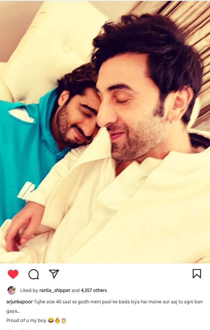 This is so cute   Arjun and his caption HAPPY BIRTHDAY RANBIR KAPOOR 