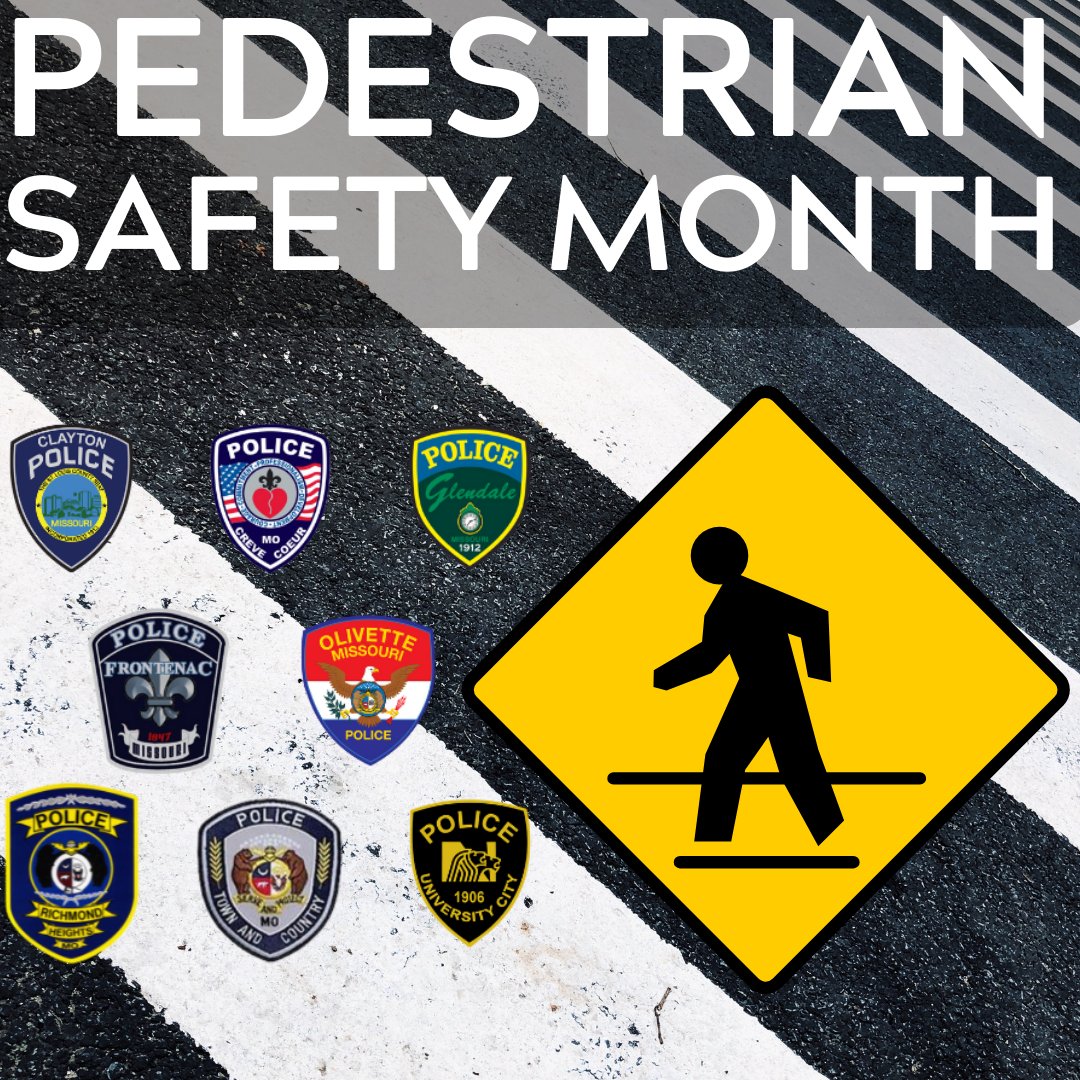 FrontenacPD's tweet photo. October is #pedestriansafety month, and your law enforcement partners are asking for your help to keep our community safe! When driving, always obey the speed limit and slow down at intersections. Be prepared to stop for pedestrians at marked and unmarked crosswalks. https://t.co/zvAHWwlDhB