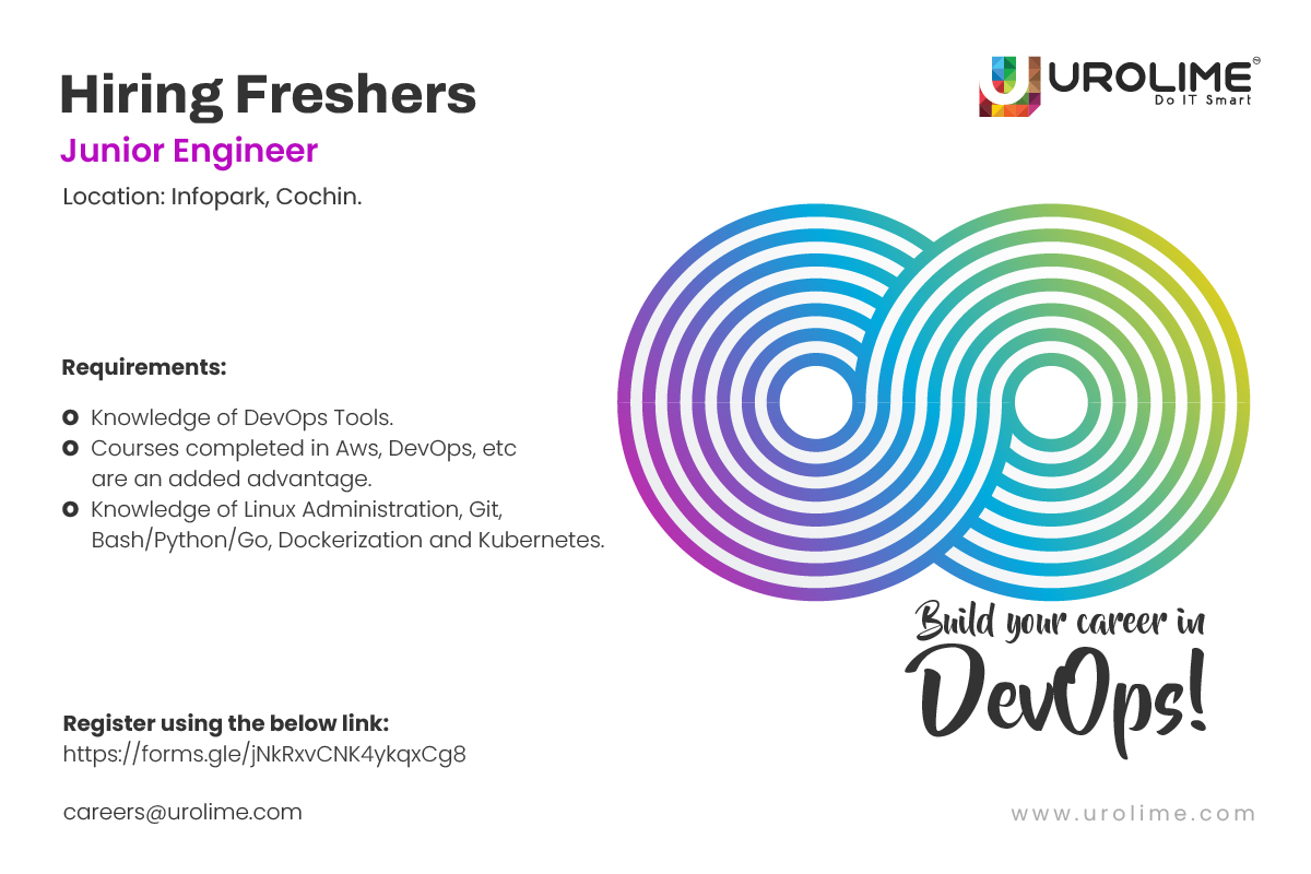 Urolime's tweet photo. #Hiring!

We're in search of enthusiastic and knowledgeable #freshers in #DevOps. Interested to establish a career in DevOps with @Urolime? Apply Now!
https://t.co/Jkdsp9LXOD

#devopsengineers #devopsjobs #devopsengineerjobs #devopsengineering #freshersjobs https://t.co/oXOLbrfPsV