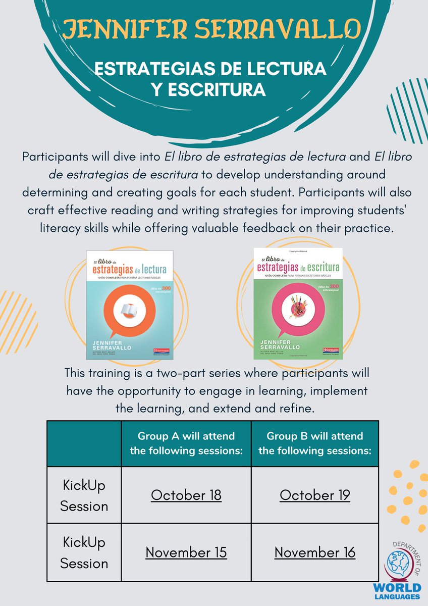 _World_Language's tweet photo. #ArlingtonISD K-6 Bilingual teachers you won't want to miss this! Register on KickUp today! #ArlingtonISDWorldLanguages #WLPD https://t.co/X961w8WDJ4