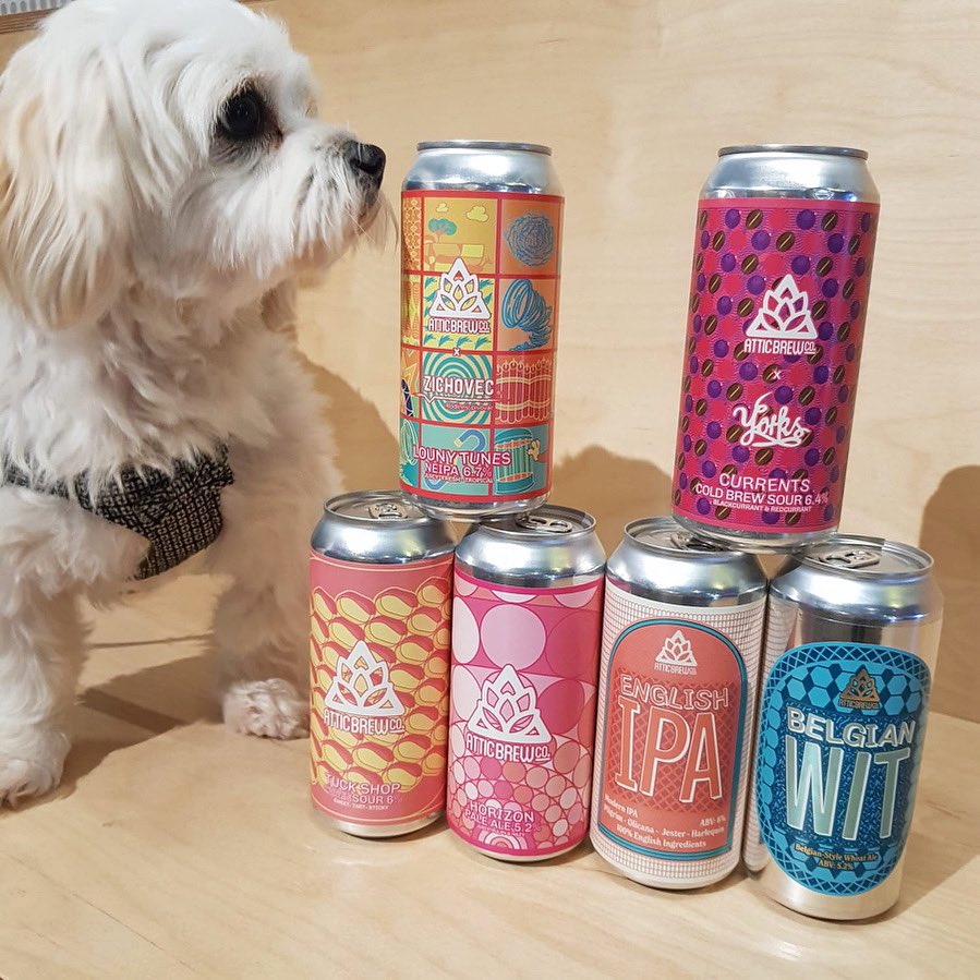 HopHideout's tweet photo. Sniffing out the good beers here 🐶 This time it’s Birmingham’s @atticbrewco in the fridges with 6 #newcans From a juicy pale to English IPA, hopped-up NEIPA, Belgian wit &amp; intriguing sours 

#craftbeer #EnglishIPA #sourbeer #HopHideout #beershop #beerdogs #dogsonadventures https://t.co/A671KWgnoS
