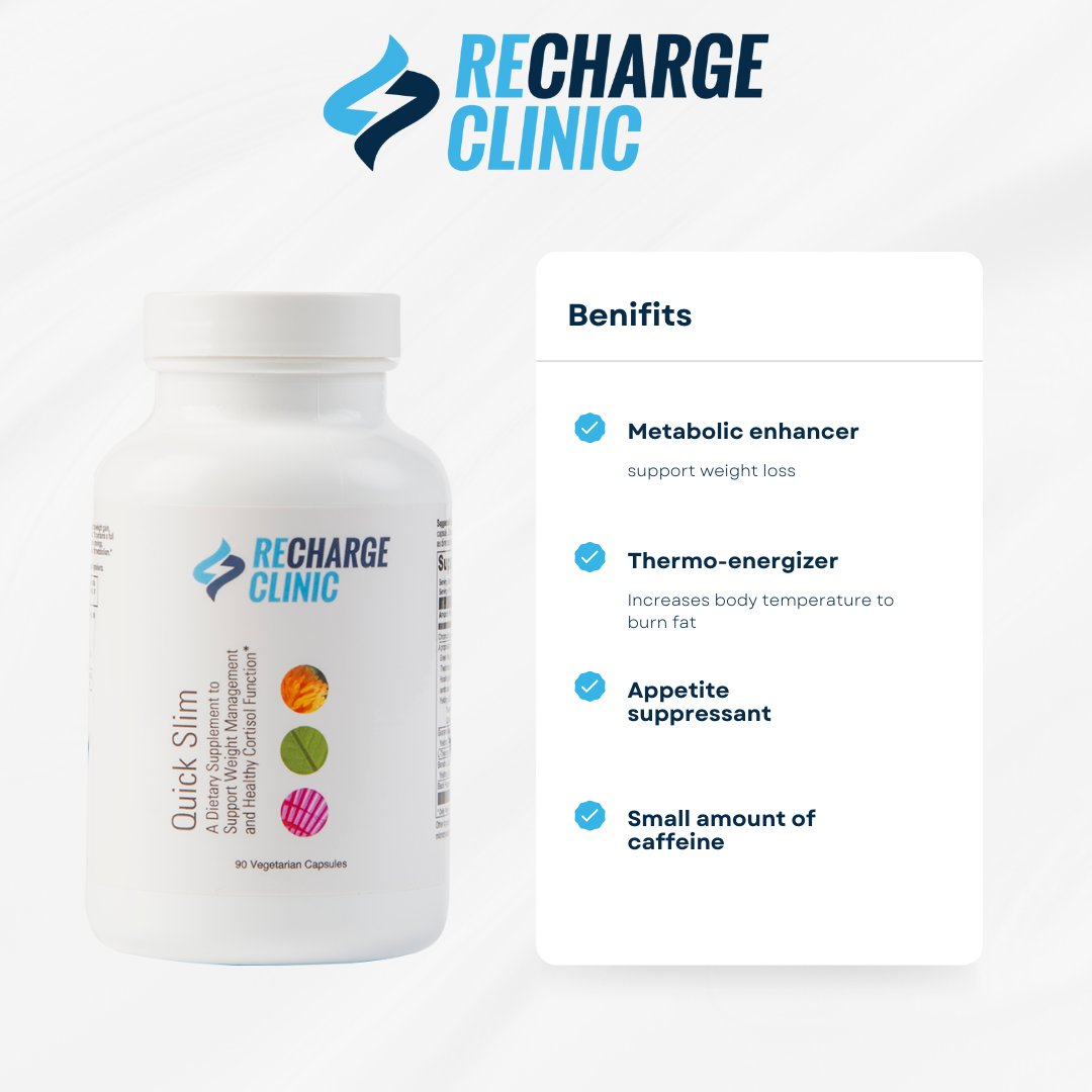 Quick - Slim is one of our best-selling supplements in our clinics. If you are having trouble losing weight this may assist you in achieving your goal.

352 - 512 - 9996
rechargeclinicocala.com

#rechargeclinic #health #weightloss #fatburner #metabolism #thermogenic