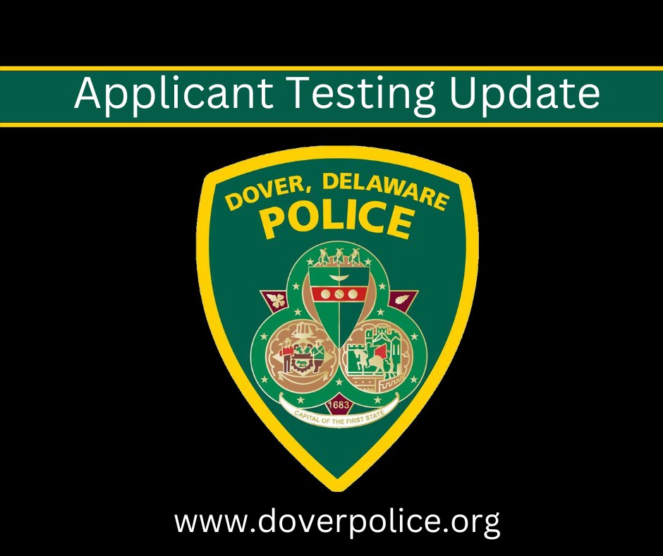 DoverDEPolice's tweet photo. **Applicant Testing Update**
Our fitness test for Police Applicants is schedules for this Sunday, October 2, 2022 at 08:00 a.m.
If you have applied and have not received any information related to testing, please contact Sgt. Caleb Rich at 302-736-4461.
Good luck! https://t.co/8ocIntWbM9
