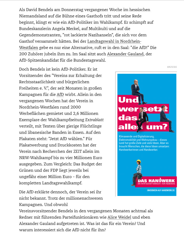 ChristianFuchs_'s tweet photo. Seit 2017 berichtet @DIEZEIT regelmäßig über Verein "Recht &amp; Freiheit" und dessen Vorsitzenden David Bendels. Er hatte AfD-Werbekampagnen und Zeitungen für Millionen Euro lanciert. Wir belegten u.a. das Unterstützer-Club nur Geisterverein war. Heute fand Razzia bei Bendels statt. https://t.co/8i5HAaTygN