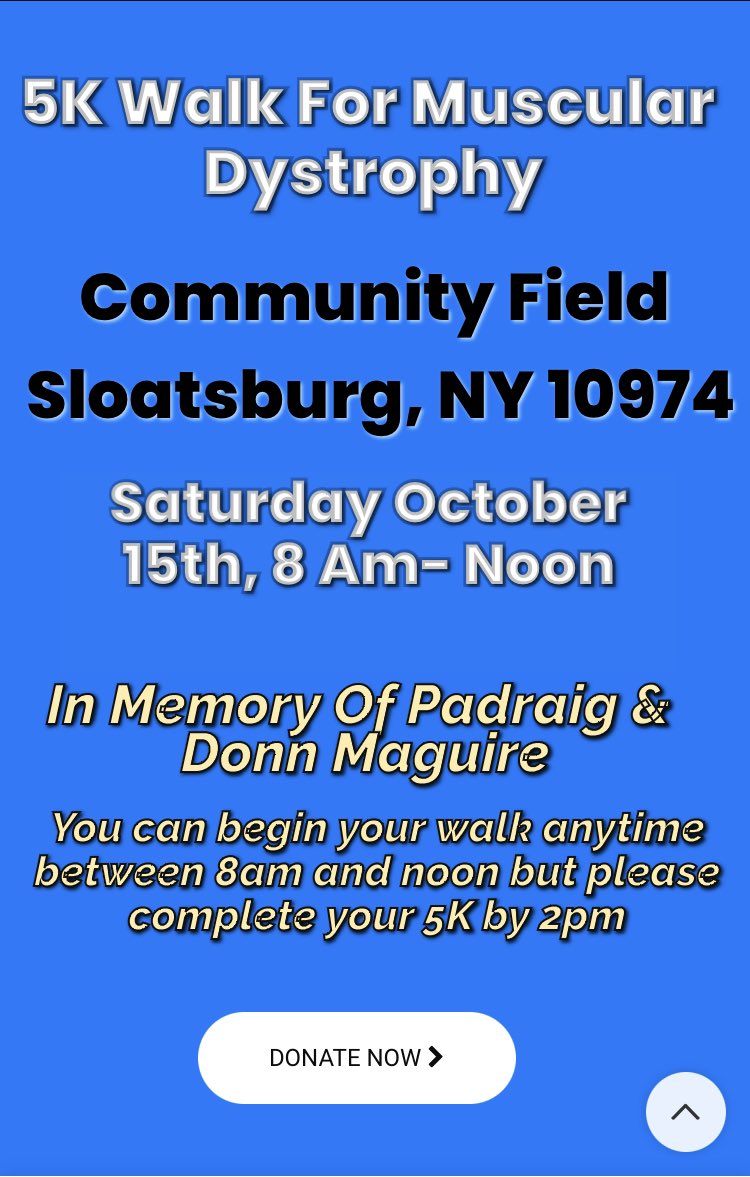 Rauri Maguire has organized a 5k to raise money for muscular dystrophy. The walk is in memory of his brothers. Please come and support Rauri and this great cause.