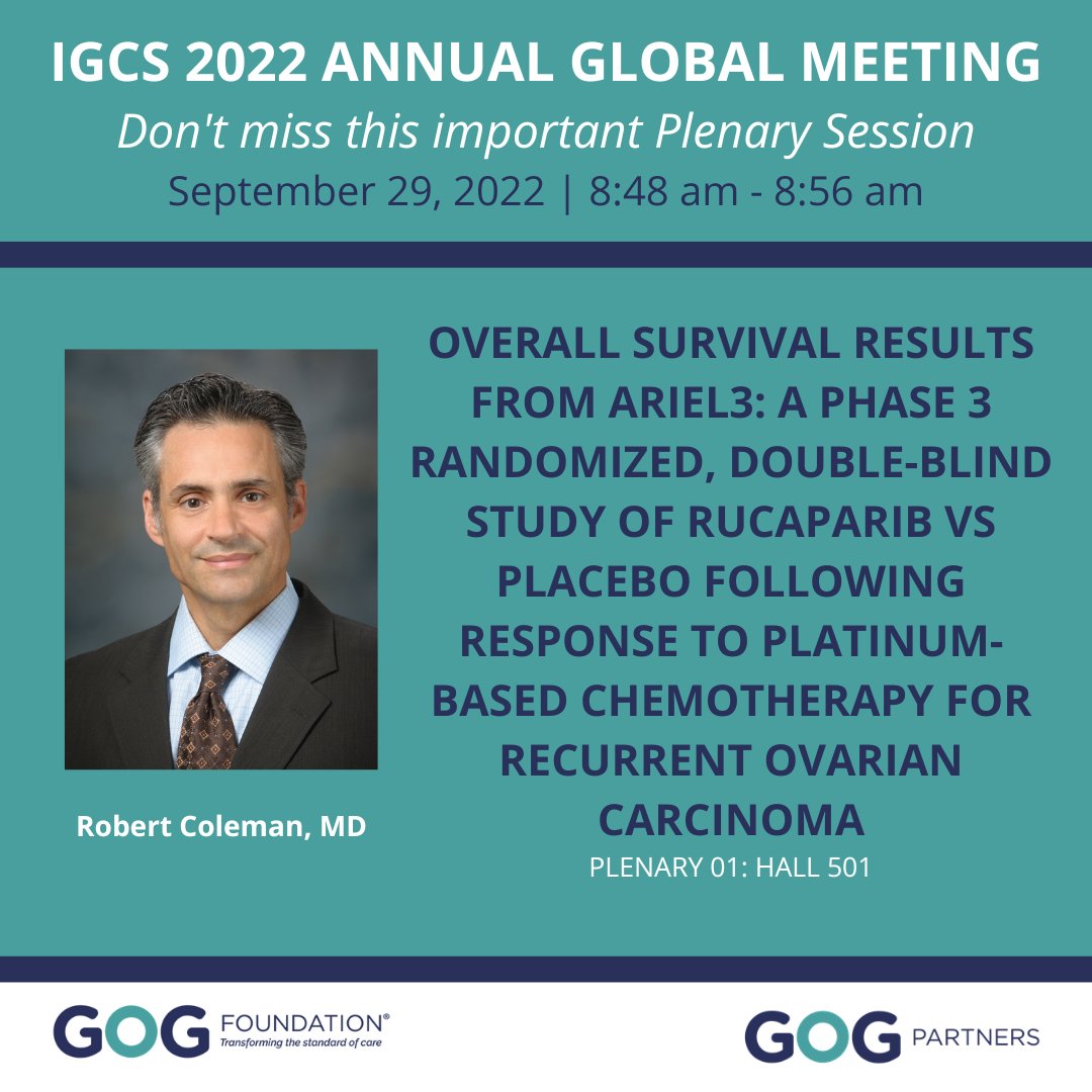 For more information on this Plenary Session, click link in bio or go to ow.ly/MJvG50KQsiI.  #clinicaltrials #GynecologicOncology #GOGPartners #GOGF #IGCS2022 #GCAM