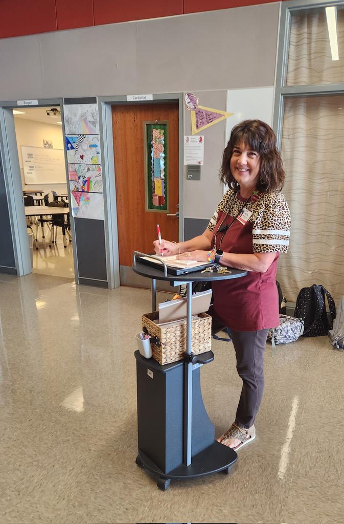 NorthBeltonMS's tweet photo. Our Principal, Mrs. Tish, utilizing flexible learning spaces to reach #EachandEvery student and teacher today #BeltonISD #adaptability #learningenvironment https://t.co/wH9zOobzl9