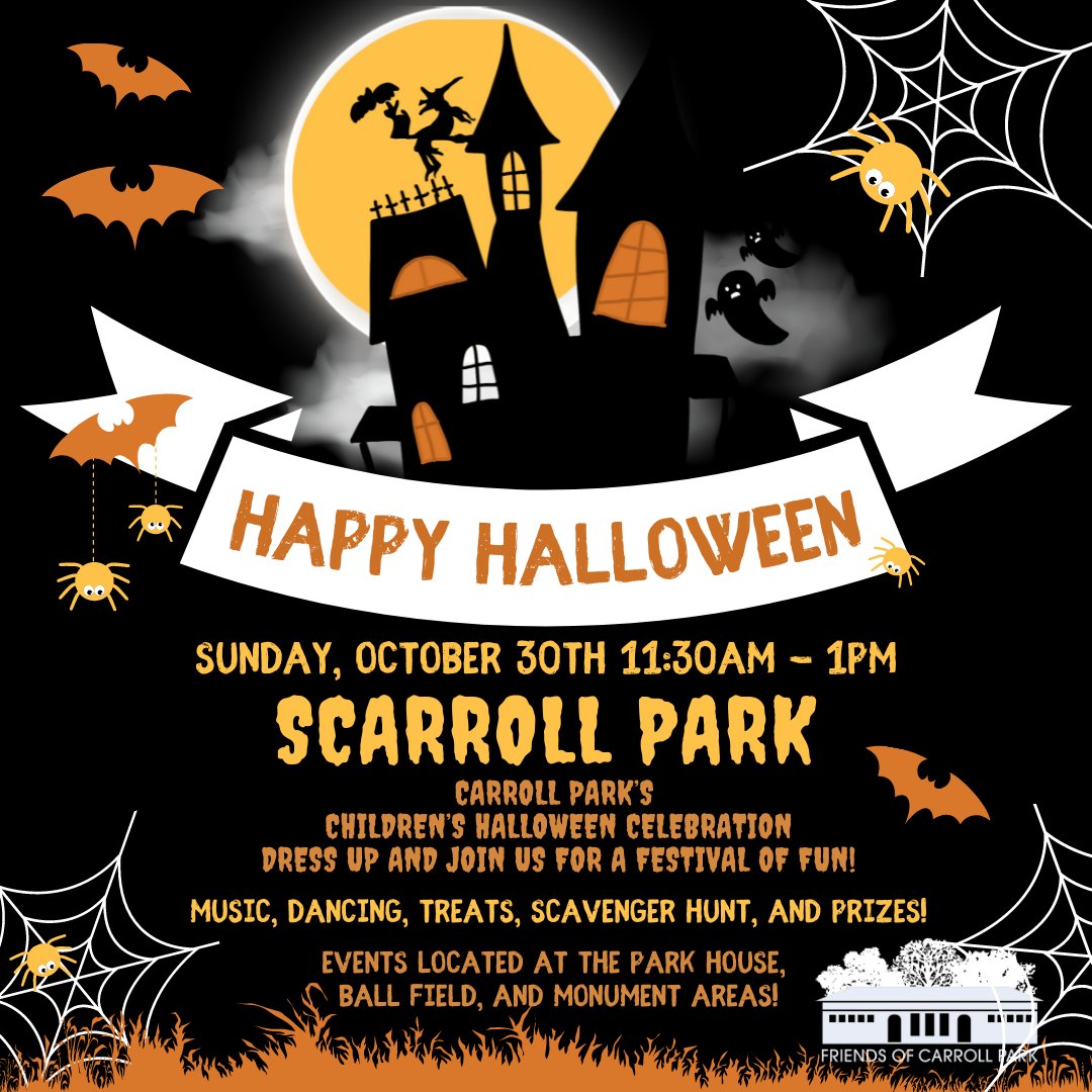 CarrollPark's tweet photo. Save the date!ย Sunday, October 30th from 11:30am to 1pm
Forย the Carroll Park's Annualย Childrenโsย Halloween Celebration!
.
.
.
.
#halloween2022 #nycparks #carrollparkbrooklyn #friendsofcarrollpark #volunteer #kidsevents #kids #halloween https://t.co/Y3Ot2xbSBg