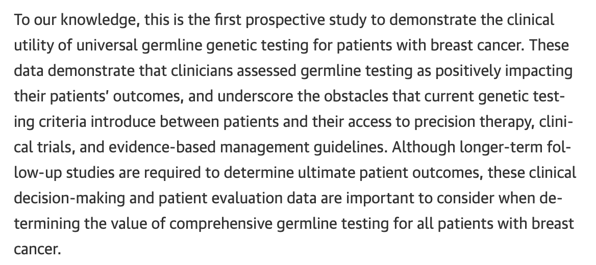 RMilesMD's tweet photo. Clinical Utility of Universal #GermlineGeneticTesting for Patients With #BreastCancer
@WhitworthMD et al., Nashville Breast Center
https://t.co/JOxKY5QzGA
@JAMAnetwork https://t.co/aqiOOXq3hL