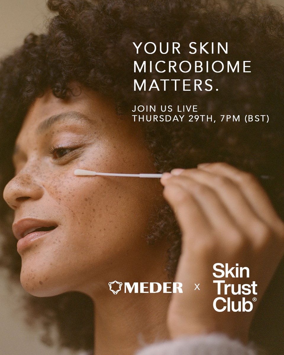 skintrustclub's tweet photo. Are you ready to master your Microbiome? 👀 Join us as we chat with Dr.Tiina Meder, the founder of our newest microbiome friendly brand partner Meder Beauty on Thursday September 29th to launch our new partnership! 🎉 https://t.co/nlz5It5zpw
