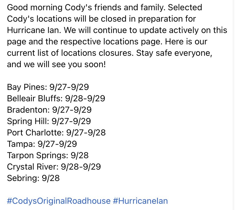 Cody S Original Roadhouse Official Codys Corporate Twitter Cody S Original Roadhouse Official Codys Corporate Twitter