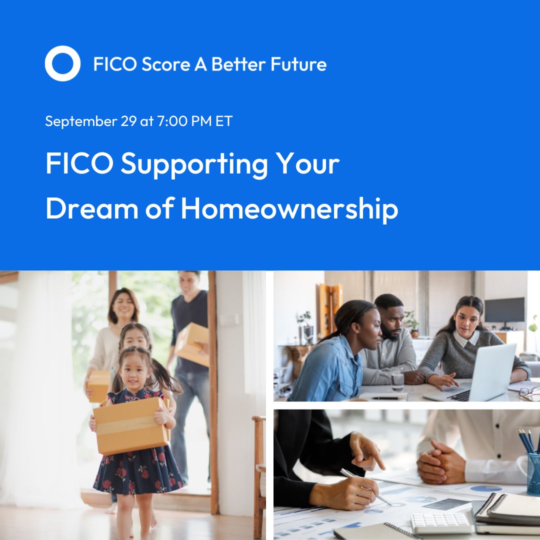 FICO_corp's tweet photo. Have you registered yet for @FICO’s #ScoreABetterFuture event? Join us tomorrow at 7pm ET for our free virtual webinar plus learn how to receive access to free 1-on-1 credit counseling.
Register here: https://t.co/AYKL1C7M6p https://t.co/NxGns2wT1W