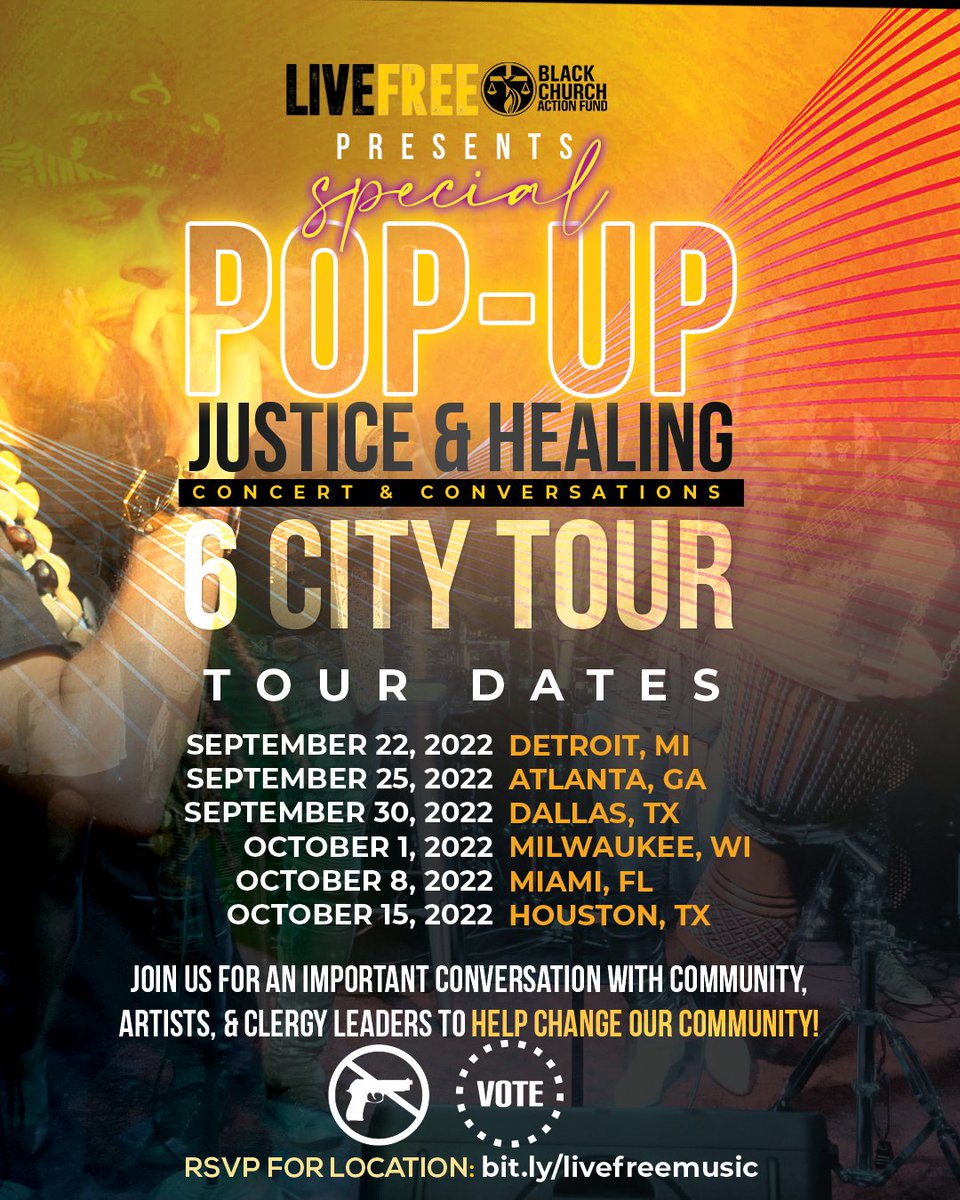 Meet us in a city near you! Live Free Justice and Healing Concert and Conversations! For more information, visit: livefreeusa.org/news/justice-h… #music #justice #concerts #newmusic #peace #love #hope #community #healing #inspiration #motivation