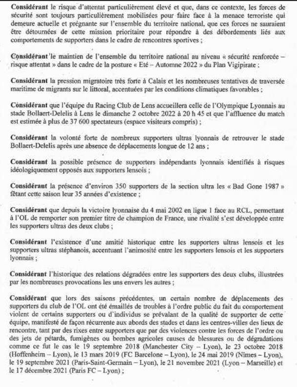 OL__Plus's tweet photo. Un décret d'encadrement des supporters lyonnais (y avait longtemps)
On notera que l'interdiction de déplacement de l'an dernier, bien que terminée, reste une circonstance pour encadrer les supporters cette année.
(et qu'il y a une "rivalité" depuis 2002...)

#RCLOL https://t.co/U61OB7cxb2