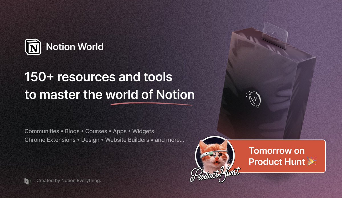 quentinvllrd's tweet image. Feeling nervous! 😅
Been off Twitter for 6 months, and back with a product launch!
Tomorrow @valentin_gef and I are launching Notion World on Product Hunt.
Would reaaally love to have your support
Please comment “👋” if you’re open for a DM when we’re live