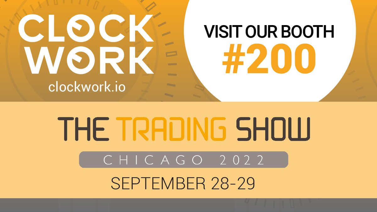 clockworkio's tweet photo. It's officially day one of @TheTradingShow!
We'd love to meet you and speak about the work we're doing at Clockwork and how we might be able to help your organization. Please stop by our booth and say hi 👋
https://t.co/dZayphgYbq
#clockworkio #tradingchicago https://t.co/KiuvZRmtAo