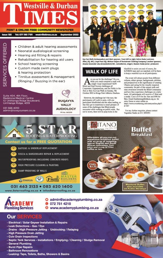westvilletimes's tweet photo. Read Westville &amp; Durban Times Latest Issue 155 September 2022 free online now: https://t.co/vxmFJavaJr https://t.co/AQBzbEQltq