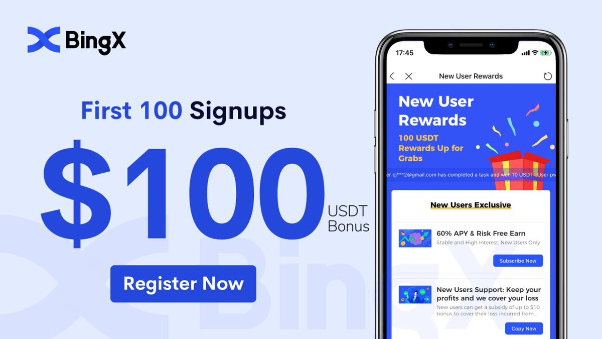 Would you like a free $100 to trade with?

<a href="/BingXEnglish/">BingX</a> would love for you to try their exchange &amp; will provide $100 in trading bonuses that can be leveraged at 10x ($1000 in trades)

1⃣Like
2⃣Retweet
3⃣Register from this link 

bingx.com/partner/TrueCr…