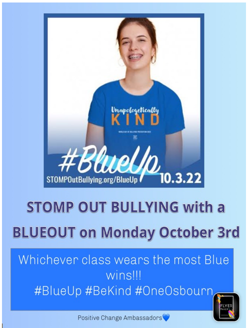 OHSPBIS's tweet photo. Osbourn High School, let's wear Blue this coming Monday to Stomp Out Bullying!
Participate to win the class challenge.
#BlueUp, #BeKind, #OneObourn https://t.co/HBCiZ0Rmwl