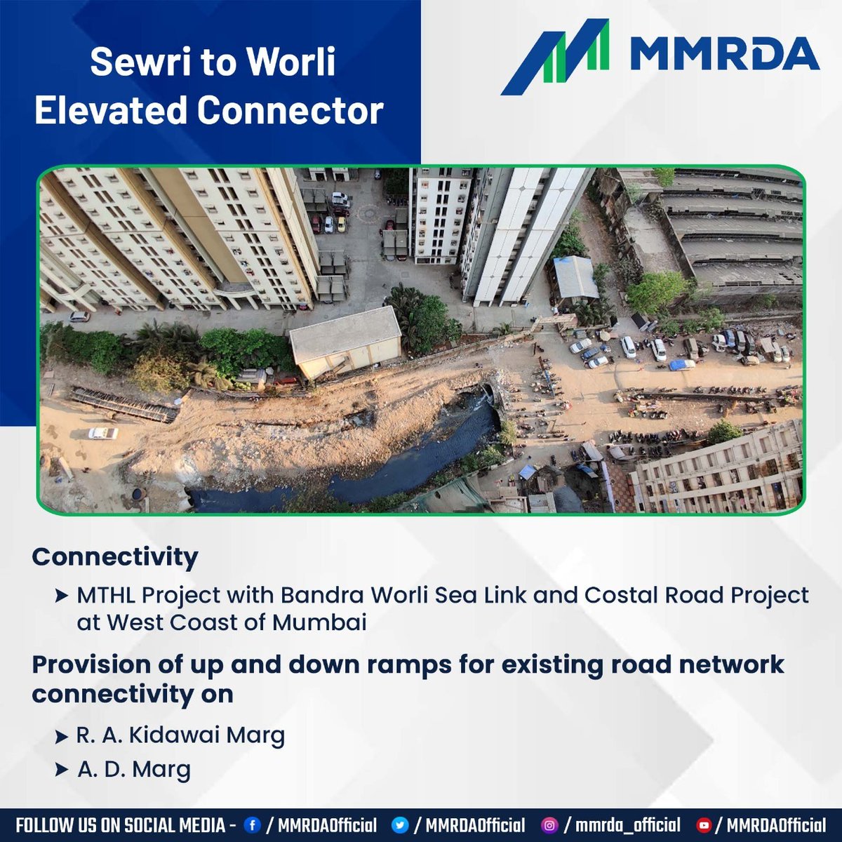 MMRDAOfficial's tweet photo. Gateway To #MTHL #ElevatedConnector
The work on #MMRDA #Sewri #Worli Elevated Connector is 24% completed. This Connector will contribute to 15% of vehicular traffic on MTHL as it will provide a direct & signal-free connectivity between MTHL, Bandra Worli Sea Link & Costal Road https://t.co/tYBU6mylcI