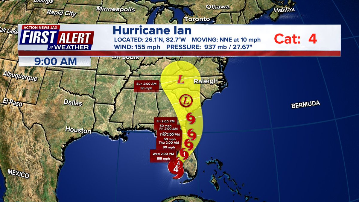 MikeFirstAlert's tweet photo. #firstalertwx "Talking the Tropics With Mike": https://t.co/XUKVlNe8QJ - #Ian soon to hit the Fl. southwest coast then move across Fl. to the extreme W. Atlantic... major to severe impacts for most of the Fl. Peninsula @ActionNewsJax @WOKVNews https://t.co/Y19oLwJEdc