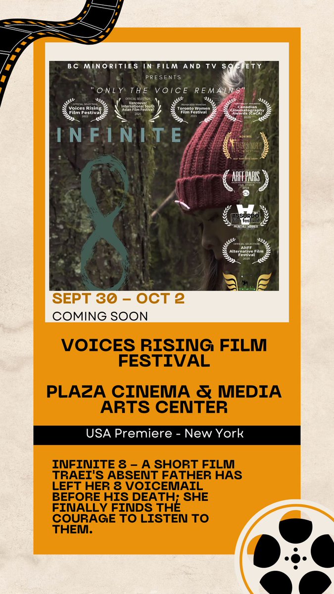 So excited and honored to share that Infinite 8 is a part of the Voice Rising Film Festival by Love Wins Productions Premiering in USA.  Available virtually via Plazamac.org
TICKETS :
plazamac.org/voicesrisingfi…

#films #cinema #art 🙏🙇🏻‍♀️