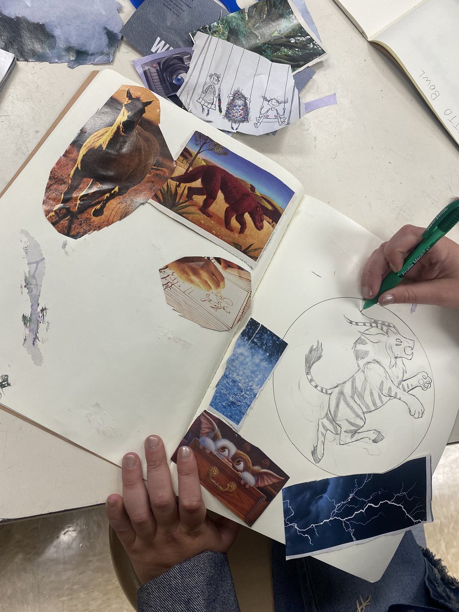ASeagravesHahn's tweet photo. Learning to envision as artists through visual journaling as preparation for our sgraffito bowl project. #studiohabitsofmind #visualjournaling https://t.co/cpwdiUP9CU