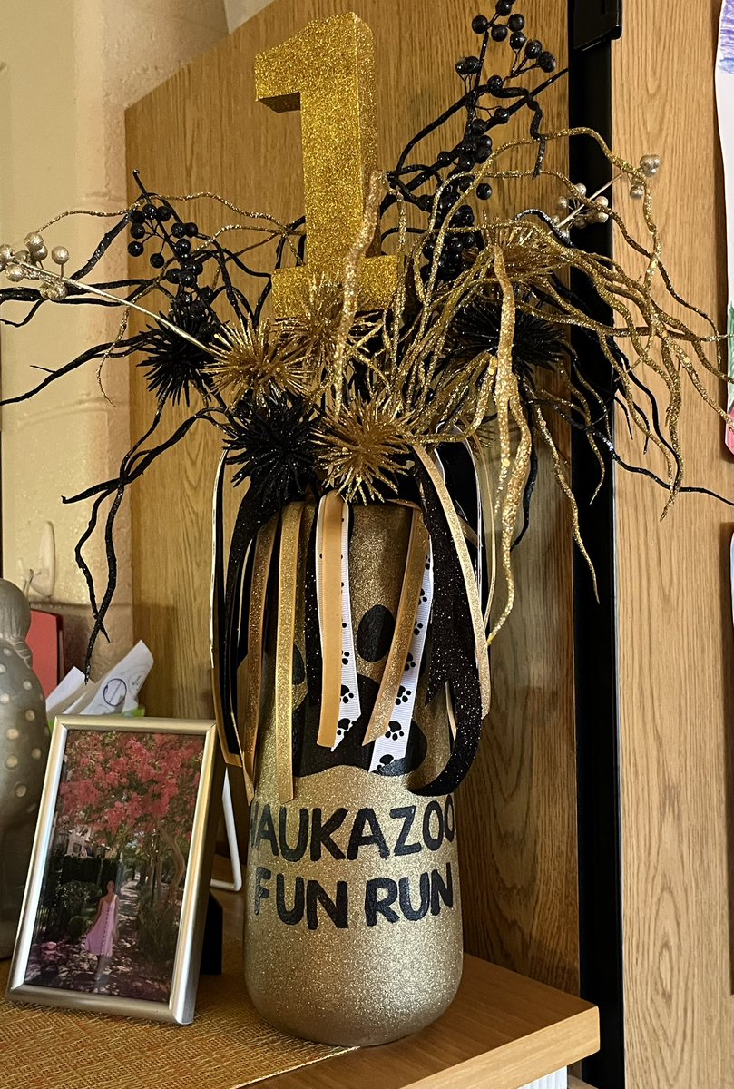 WaukazooWO's tweet photo. The @PTAofWaukazoo Fun Run trophy is out and about. After 2 consecutive days leading @WaukazooWO @MrsLangelandWO had to turn it over to Mrs. Barajas’ class today. It’ll be a tight race up to tomorrows “bank day”! #GoWO #GoWZ #GoPTA https://t.co/jYpJt6Lrnw
