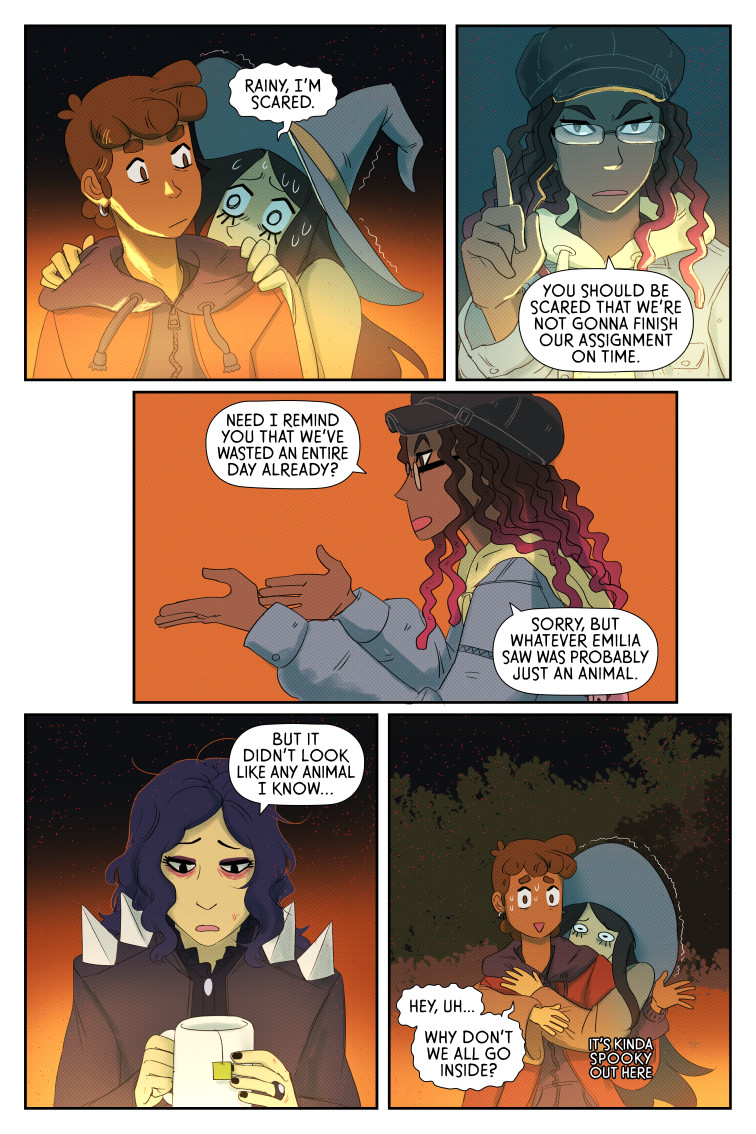 This spooky season is the perfect time to read Sunny and Rainy, a slice of life comedy webcomic about sapphic witches. 

In the current story chapter there's
⭐️ UFOs 👽
⭐️ cryptids??
⭐️ mushrooms 🍄
⭐️ procrastination &amp; chaos 🌈✨

Read it here: https://t.co/grEs8fc9gK 