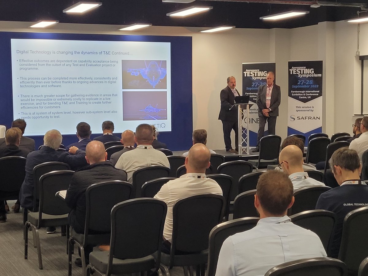 QinetiQ's tweet image. We&apos;re excited to be at the Aerospace Testing International Symposium! Two of our Chief Engineers, Simon Barnes and Malcolm Tier, are providing insight into the changing dynamics of #testandevaluation for #flighttest, #aircraftmodification and #design.