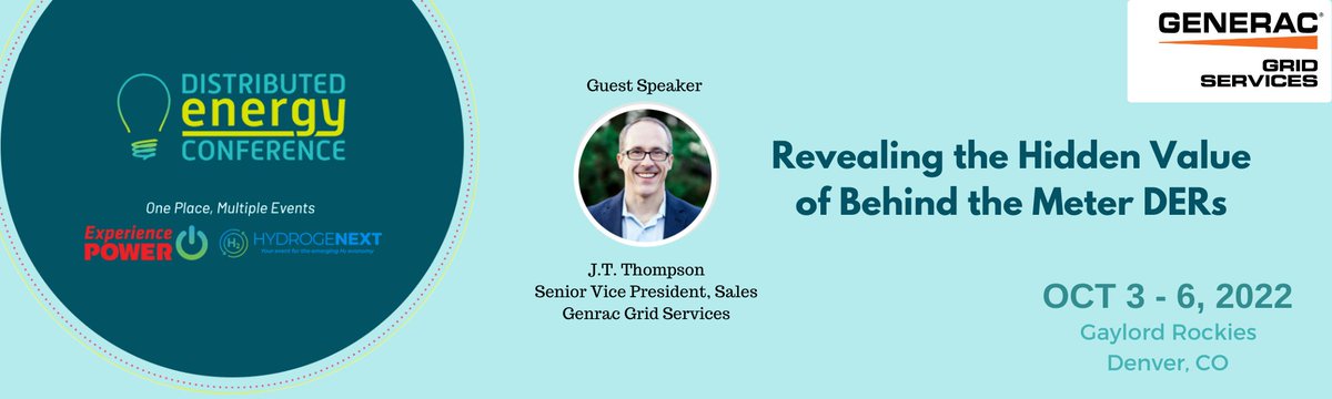 Headed to Distributed #Energy Conference next week? Watch Jonathan "J.T." Thompson, SVP Sales, speak about the hidden value of behind the meter #DERs on Oct. 5th at 9:30 AM. See him and others on the full conference agenda: distributedenergyconference.com/conference-pro…