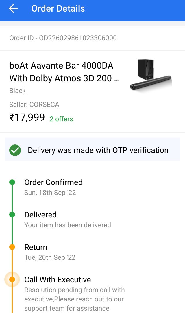 subhankar_p_'s tweet photo. @flipkartsupport @RockWithboAt @amangupta0303 @Walmart Why are you not processing my refund request for the last 10 days for this faulty boAt Soundbar? Your Technicians visited 3 times already!! If you don’t process the refund by tomorrow, I’ll file a consumer case. https://t.co/KVHXxISb9A
