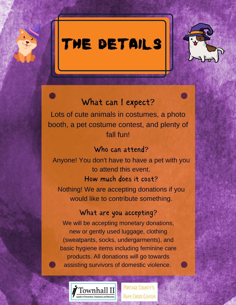 Don't forget about our Paws for a Cause event! Details are below, as well as on our Facebook page. We hope to see you and your pups there Saturday 10/01!!

#DomesticViolence #Awareness #DomesticViolenceAwareness #puppy #Halloween #DogsOnTwitter