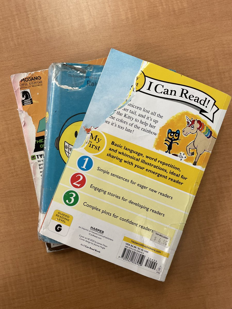 BrentwoodEIPS's tweet photo. Our promotion with #indigoadoptaschool and #loveofreadingfoundation is almost at the end. As are some of our well-loved books. Dog-eared, taped, or glued! https://t.co/NDyBmZ81Qf