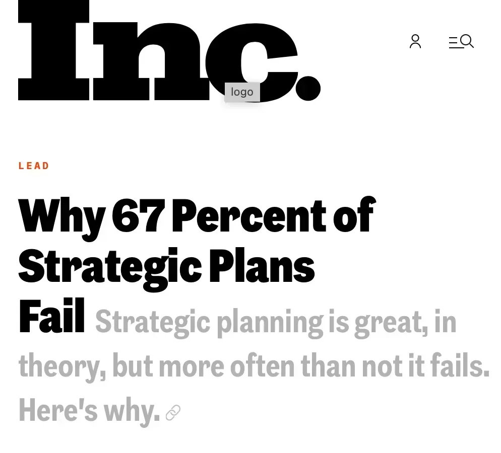 klbailey's tweet image. Apparently a majority of strategic planning fails. Although I agree with this article: laying out a plan and asking your team to get on-board isn’t very compelling. Instead focus on purpose or vision. Your purpose guides cohesive, aligned decision-making.
buff.ly/3maiEna