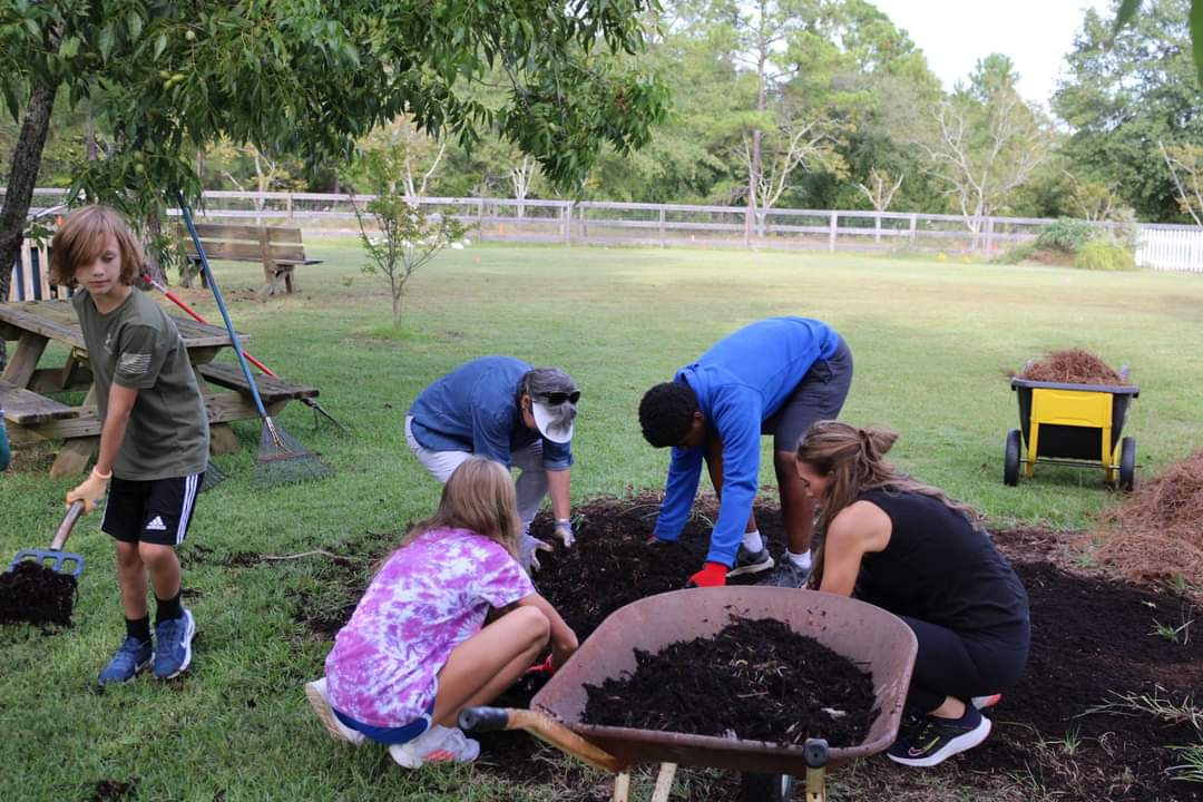 BMSBetaClubR2's tweet photo. Our #betaclub students helped to get the Sandhill Children's Garden all ready for their Sneak Peak next week! @BMSatRSD2 #service https://t.co/WQtQVLynDi