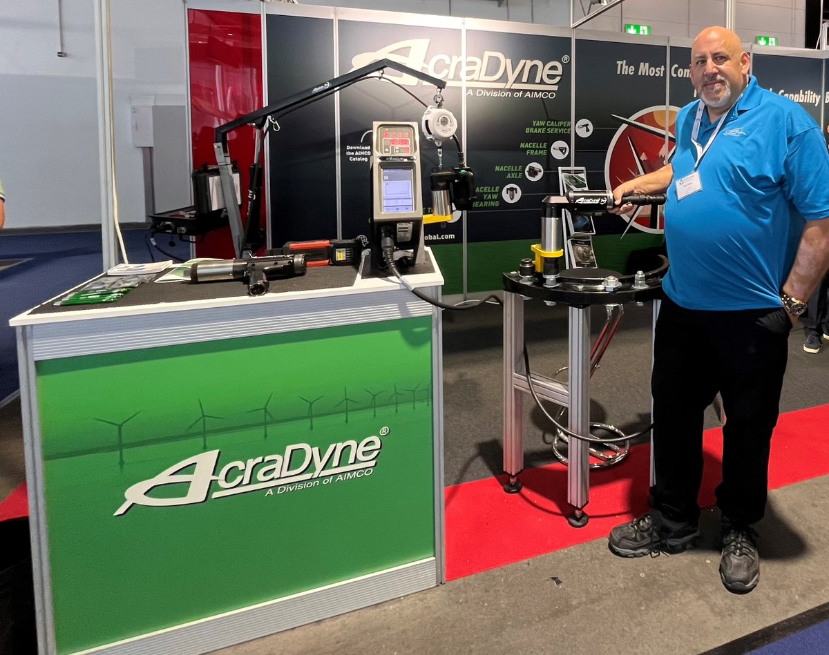 Ken Maio, Business Development Manager <a href="/AIMCOSolutions/">AIMCO</a>, is very happy to be here at #WindEnergyHamburg in person again, where his company is presenting its AcraDyne brand of tightening tools for the fifth time. #windenergy #HamburgMesseCongress #theidealconnection #climatefirst