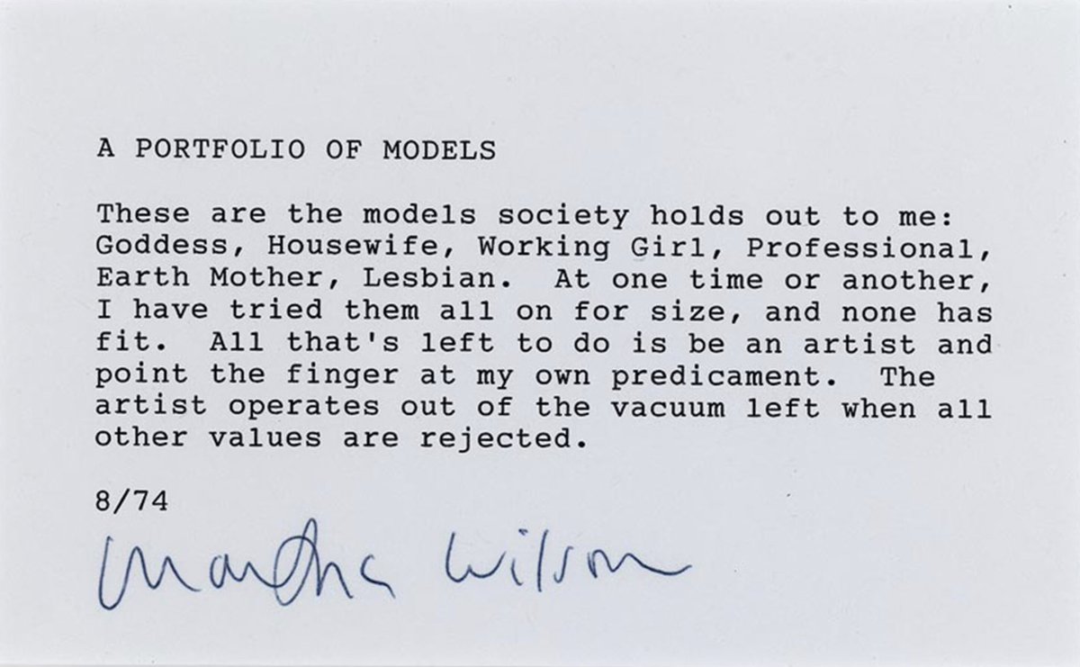 aniacatherine's tweet image. Forever dwelling on Martha Wilson's "A Portfolio of Models" (1974)
moma.org/collection/wor…