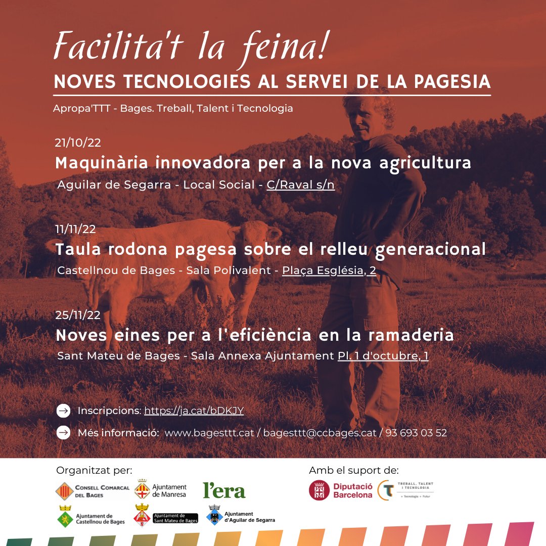 consellbages's tweet photo. Programem tres sessions per posar a l’abast de la pagesia les noves tecnologies 📲👩‍🌾
https://t.co/6UlZDRcE7G
#Bages #ConsellComarcaldelBages https://t.co/GjCkwF78eL