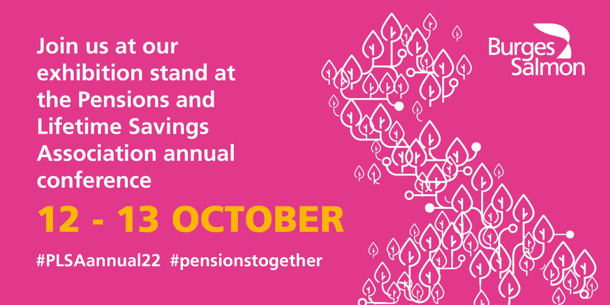 BurgesSalmon's tweet image. Join us at our exhibition stand at the @ThePLSA annual conference in Liverpool on 12 – 13 October to discuss the way pensions are changing and how to prepare for the future.

Find out more and register here: plsa.co.uk/Events/Confere…
#pensionschemes #PLSAannual22 #pensionstogether